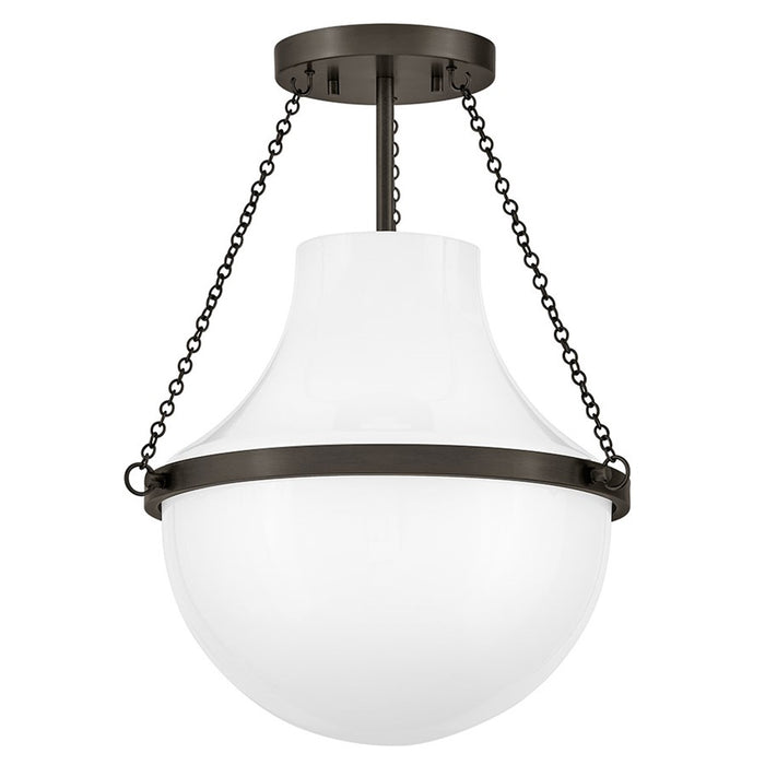 Hinkley Collins 1Lt 18" Semi-Flush Mount, Black Oxide/Cased Opal