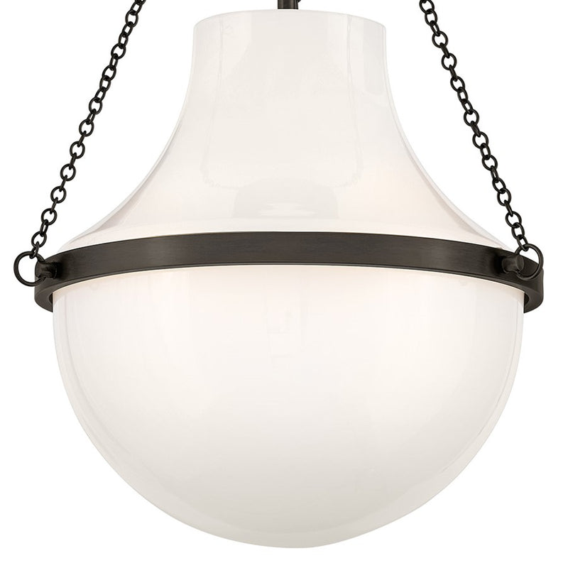 Hinkley Collins 18in 1-Light Semi-Flush Mount | Transitional Black Oxide Steel and Cased Opal Glass | Entryway & Hallway | 15 x 15 x 18 in | Model 46891BX
