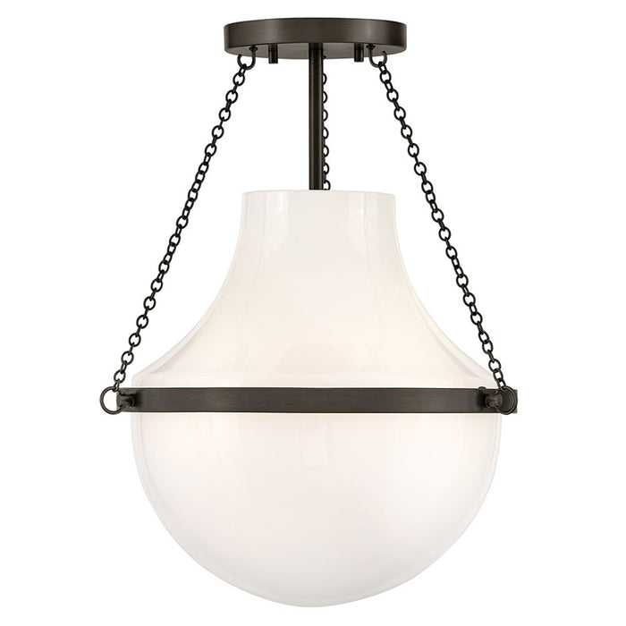 Hinkley Collins 1Lt 18" Semi-Flush Mount, Black Oxide/Cased Opal