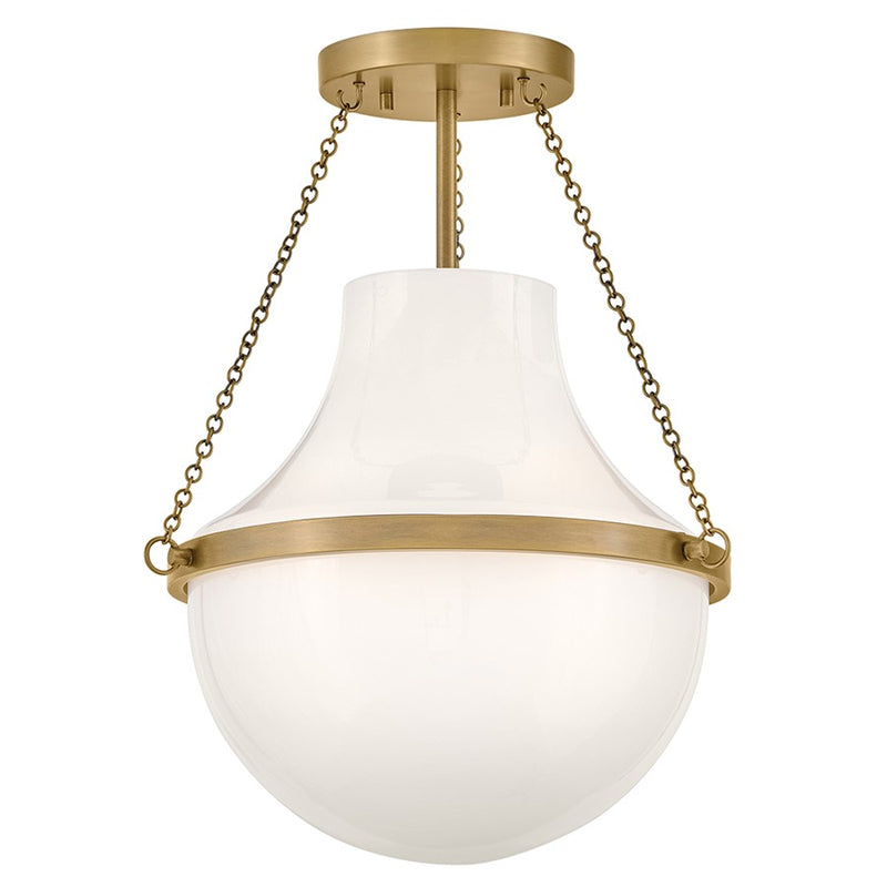 Hinkley Lighting Collins 1Lt 18" Semi-Flush Mount, Brass/Cased Opal