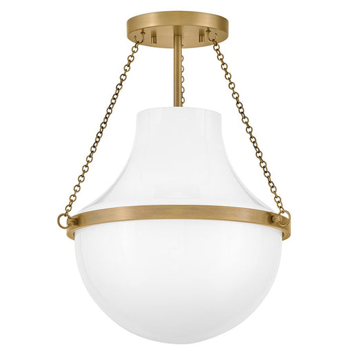 Hinkley Lighting Collins 1Lt 18" Semi-Flush Mount, Brass/Cased Opal