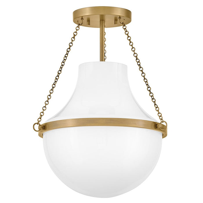 Hinkley Lighting Collins 1Lt 18" Semi-Flush Mount, Brass/Cased Opal