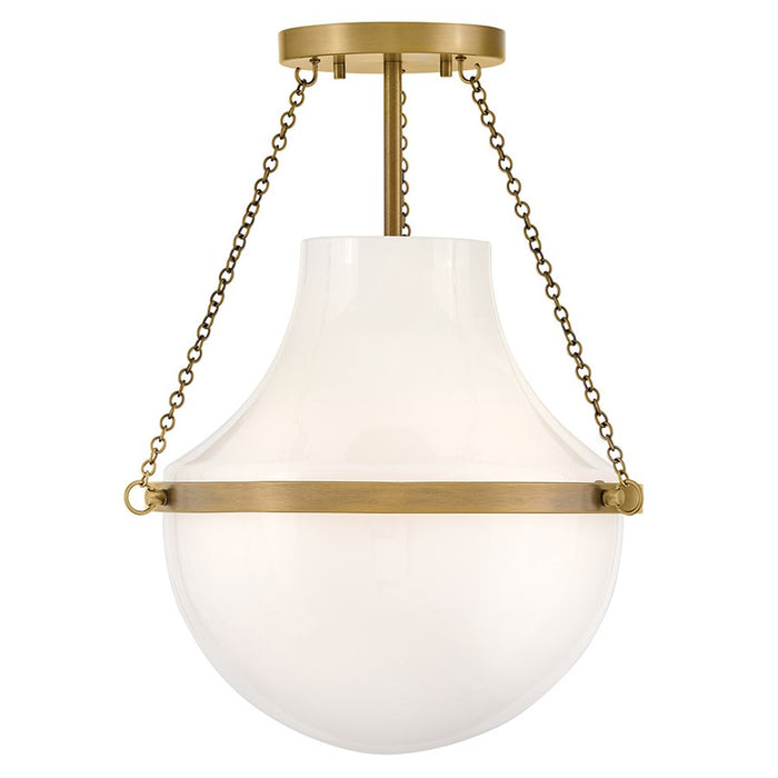 Hinkley Lighting Collins 1Lt 18" Semi-Flush Mount, Brass/Cased Opal