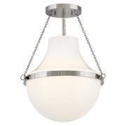 Hinkley Lighting Collins 1Lt 18" Semi-Flush Mount, Nickel/Cased Opal - 46891PN