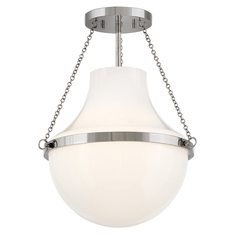 Hinkley Lighting Collins 1Lt 18" Semi-Flush Mount, Nickel/Cased Opal - 46891PN