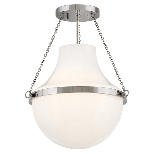 Hinkley Lighting Collins 1Lt 18" Semi-Flush Mount, Nickel/Cased Opal - 46891PN