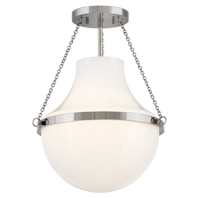 Hinkley Lighting Collins 1Lt 18" Semi-Flush Mount, Nickel/Cased Opal - 46891PN