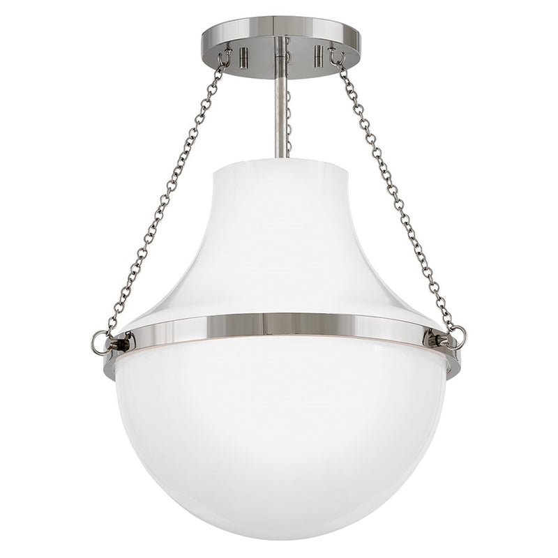 Hinkley Lighting Collins 1Lt 18" Semi-Flush Mount, Nickel/Cased Opal