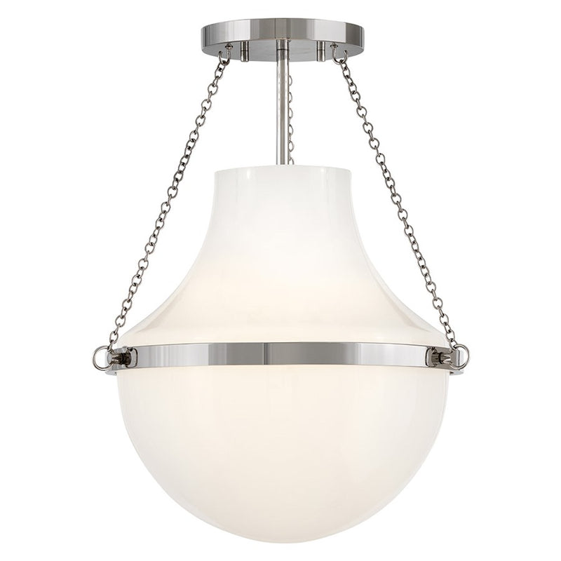 Hinkley Lighting Collins 1Lt 18" Semi-Flush Mount, Nickel/Cased Opal