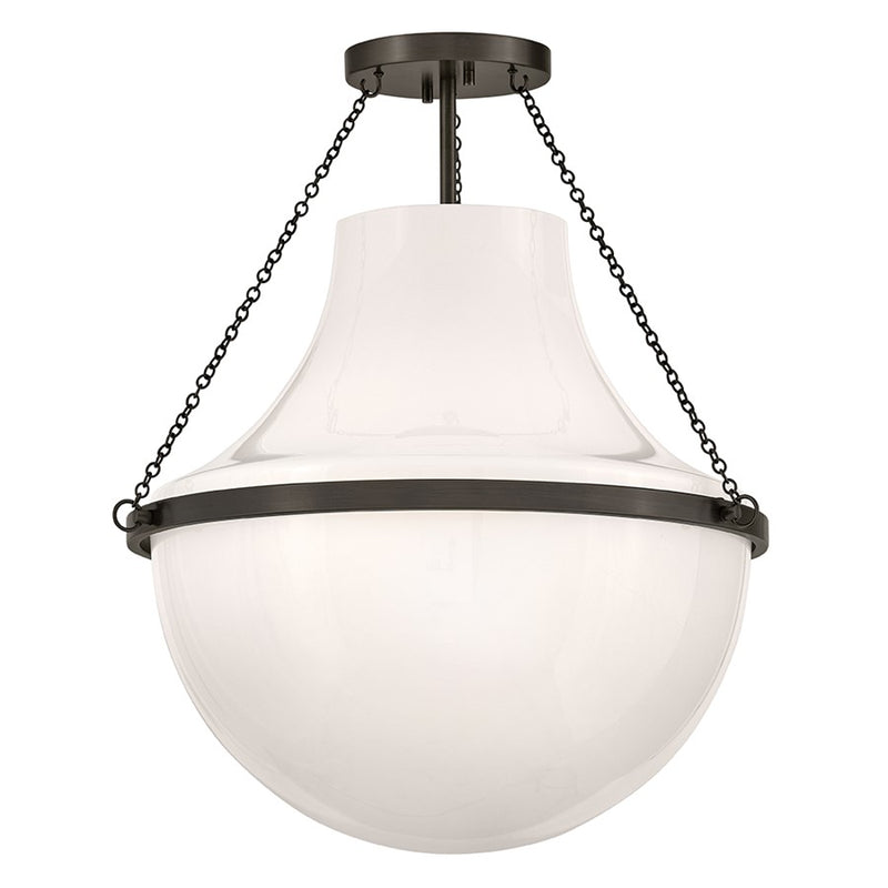 Hinkley Collins 1Lt 23" Semi-Flush Mount, Black Oxide/Cased Opal