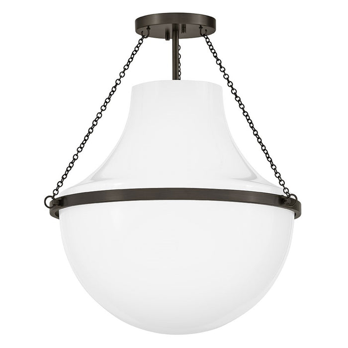 Hinkley Collins 1Lt 23" Semi-Flush Mount, Black Oxide/Cased Opal
