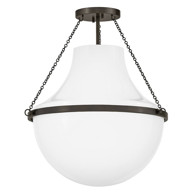 Hinkley Collins 1Lt 23" Semi-Flush Mount, Black Oxide/Cased Opal