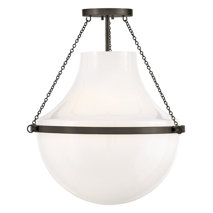 Hinkley Collins 1Lt 23" Semi-Flush Mount, Black Oxide/Cased Opal