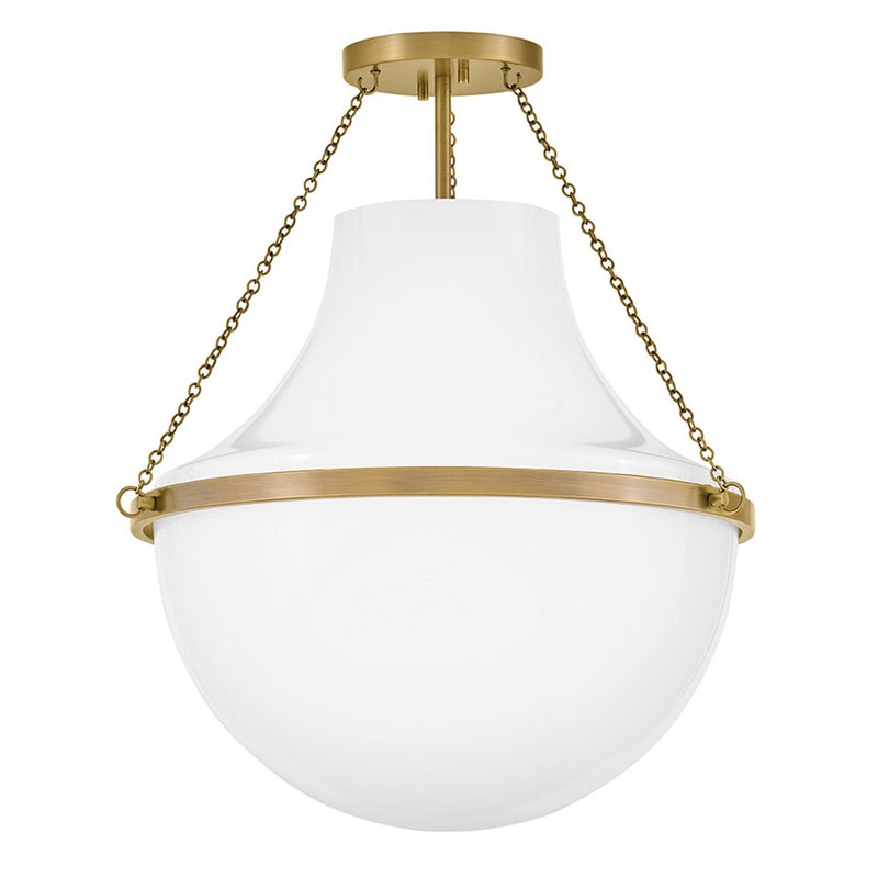 Hinkley Lighting Collins 1Lt 23" Semi-Flush Mount, Brass/Cased Opal