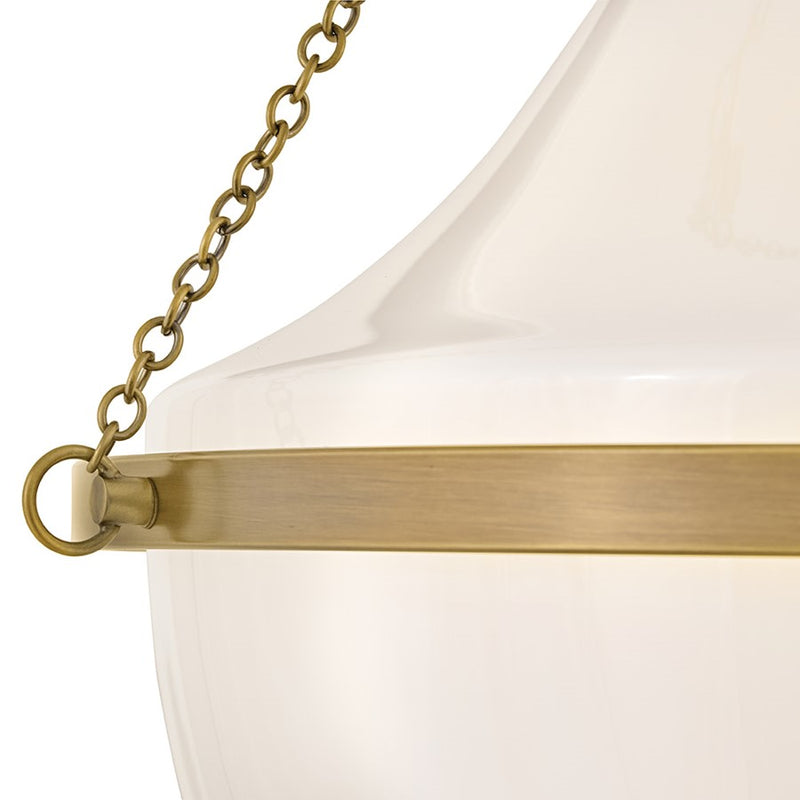 Hinkley Collins 20in 1-Light Semi-Flush Mount | Transitional Heritage Brass Steel and Cased Opal Glass | Entryway & Hallway | 20 x 20 x 22 | Model 46893HB