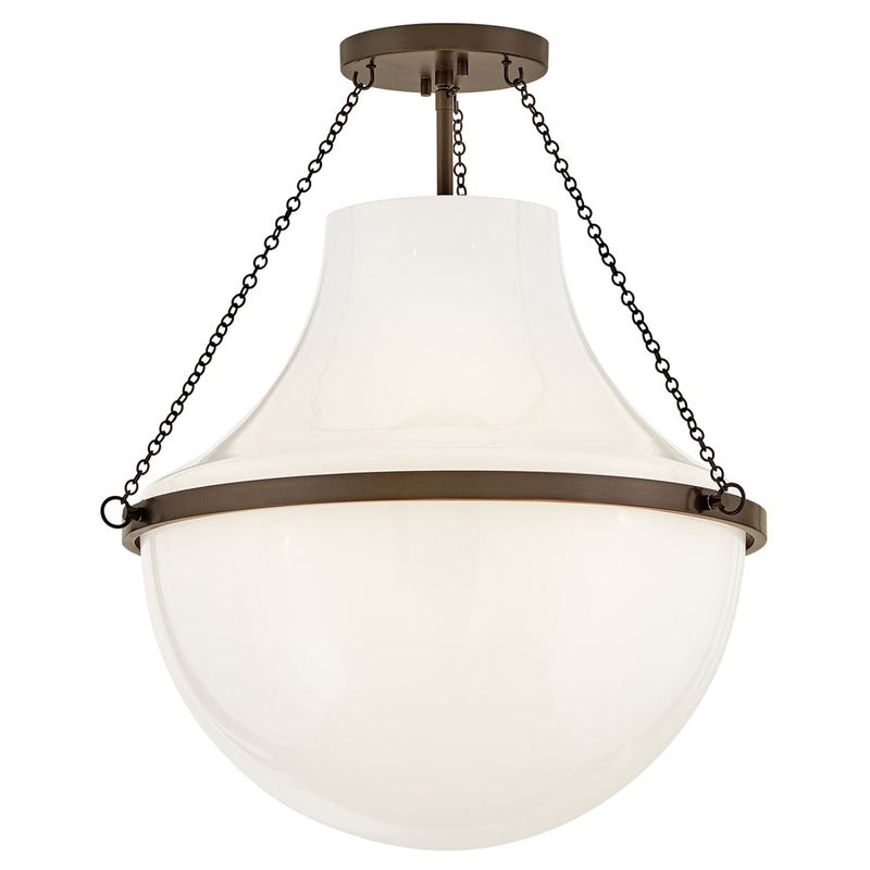 Hinkley Collins 23in 1-Light Semi-Flush Mount | Transitional Heritage Bronze Steel and Cased Opal Glass | Entryway & Hallway | 20 x 20 x | Model 46893HZ