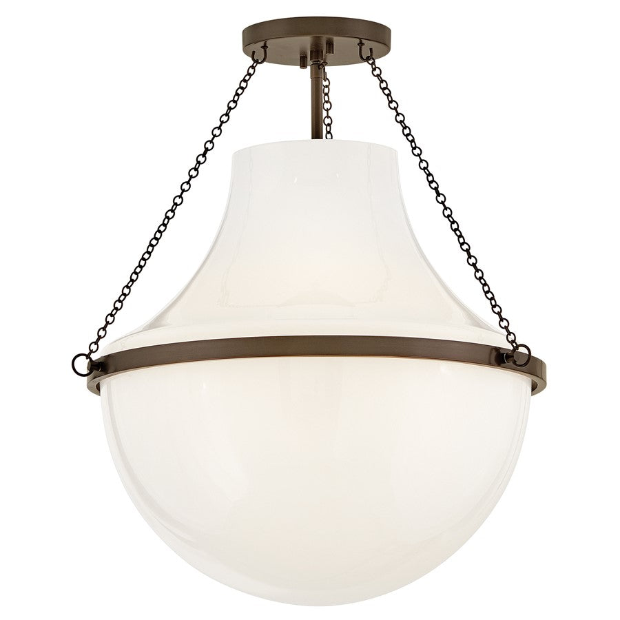 Hinkley Lighting Collins 1Lt 23" Semi-Flush Mount, Bronze/Cased Opal - 46893HZ