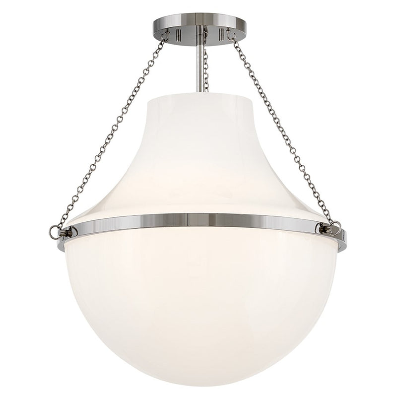 Hinkley Lighting Collins 1Lt 23" Semi-Flush Mount, Nickel/Cased Opal - 46893PN