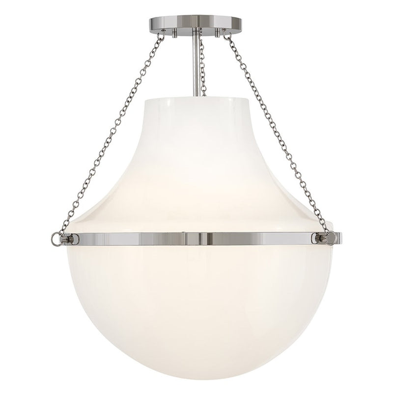 Hinkley Lighting Collins 1Lt 23" Semi-Flush Mount, Nickel/Cased Opal
