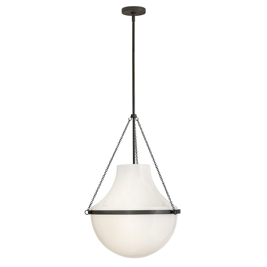 Hinkley Lighting Collins 1 Light 28" Pendant, Black Oxide/Cased Opal - 46894BX