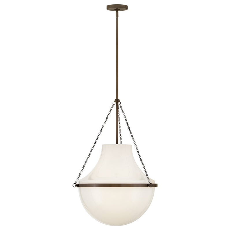 Hinkley Lighting Collins 1Lt 28" Pendant, Heritage Bronze/Cased Opal - 46894HZ