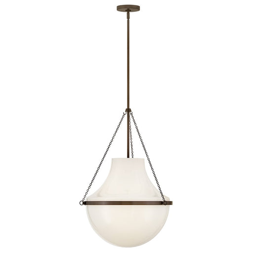 Hinkley Lighting Collins 1Lt 28" Pendant, Heritage Bronze/Cased Opal - 46894HZ