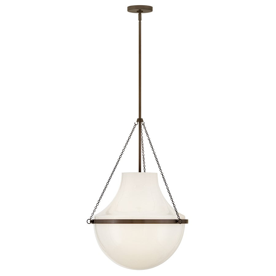 Hinkley Lighting Collins 1Lt 28" Pendant, Heritage Bronze/Cased Opal - 46894HZ