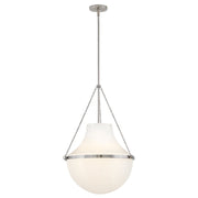 Hinkley Lighting Collins 1Lt 28" Pendant, Polished Nickel/Cased Opal - 46894PN