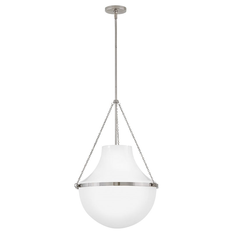 Hinkley Lighting Collins 1Lt 28" Pendant, Polished Nickel/Cased Opal