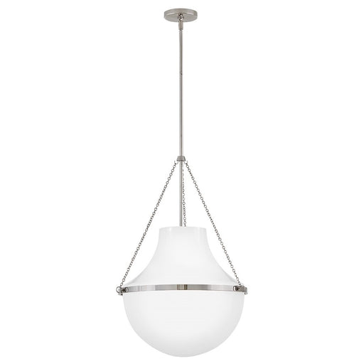 Hinkley Lighting Collins 1Lt 28" Pendant, Polished Nickel/Cased Opal