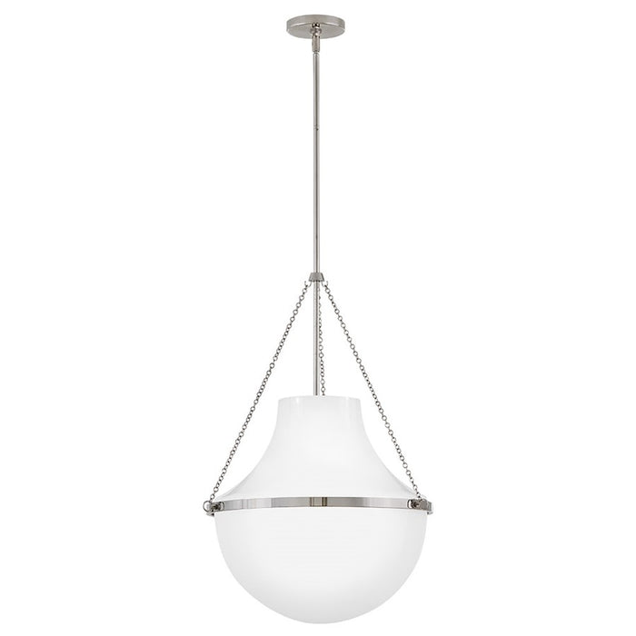 Hinkley Lighting Collins 1Lt 28" Pendant, Polished Nickel/Cased Opal