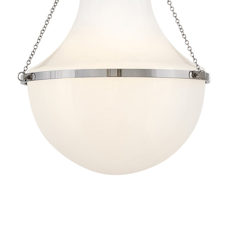 Hinkley Lighting Collins 1Lt 28" Pendant, Polished Nickel/Cased Opal