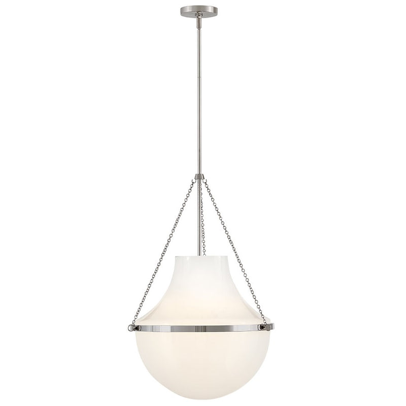 Hinkley Lighting Collins 1Lt 28" Pendant, Polished Nickel/Cased Opal