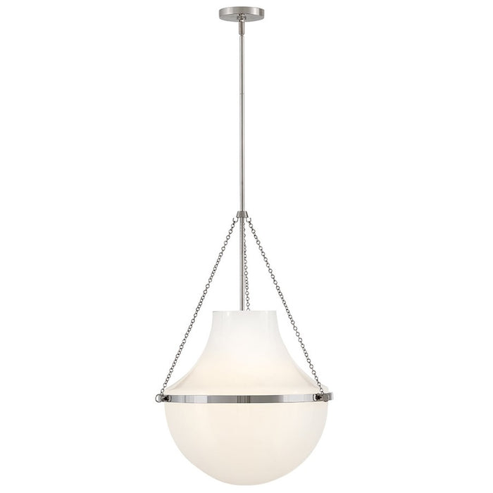 Hinkley Lighting Collins 1Lt 28" Pendant, Polished Nickel/Cased Opal