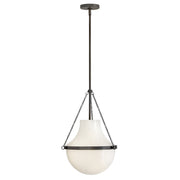 Hinkley Lighting Collins 1 Light 20" Pendant, Black Oxide/Cased Opal - 46897BX