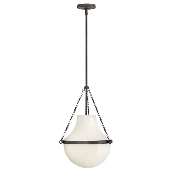 Hinkley Lighting Collins 1 Light 20" Pendant, Black Oxide/Cased Opal - 46897BX