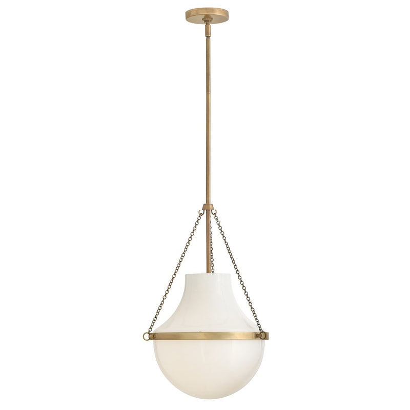 Hinkley Collins 20in 1-Light Pendant | Transitional Heritage Brass Steel and Cased Opal Glass | Kitchen Island & Dining Room | 15 x 15 x | Model 46897HB