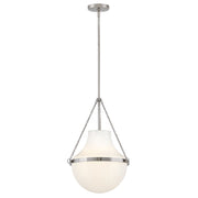 Hinkley Lighting Collins 1Lt 20" Pendant, Polished Nickel/Cased Opal - 46897PN