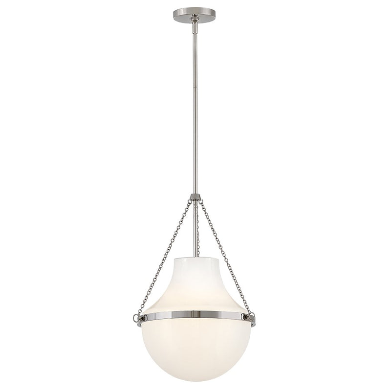 Hinkley Lighting Collins 1Lt 20" Pendant, Polished Nickel/Cased Opal