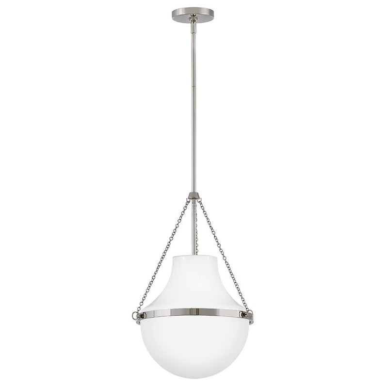 Hinkley Lighting Collins 1Lt 20" Pendant, Polished Nickel/Cased Opal