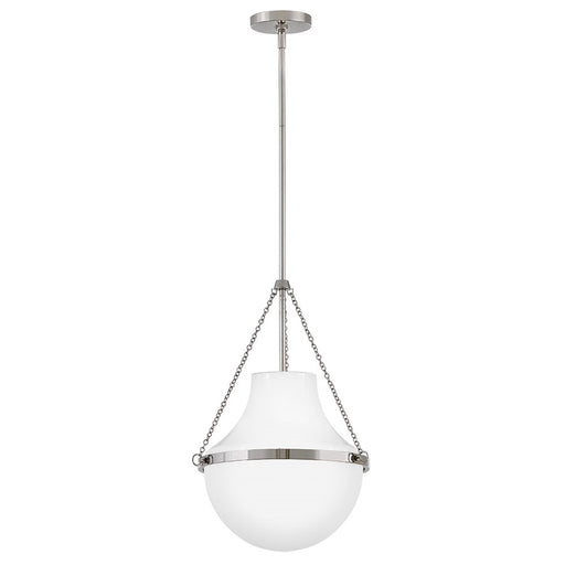 Hinkley Lighting Collins 1Lt 20" Pendant, Polished Nickel/Cased Opal