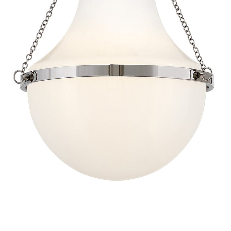 Hinkley Lighting Collins 1Lt 20" Pendant, Polished Nickel/Cased Opal