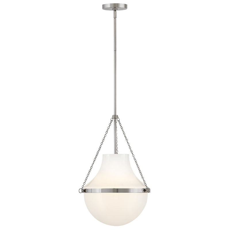 Hinkley Lighting Collins 1Lt 20" Pendant, Polished Nickel/Cased Opal