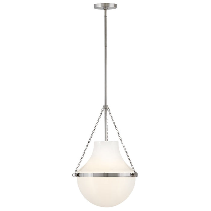 Hinkley Lighting Collins 1Lt 20" Pendant, Polished Nickel/Cased Opal