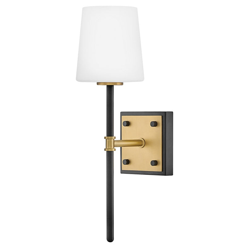 Hinkley Lighting Saunders 1 Light Wall Mount, Black/Etched Opal - 46950BK-LCB