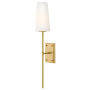 Hinkley Saunders 30in 1-Light Wall Sconce | Transitional Lacquered Brass Steel and Etched Opal Glass | Hallway & Bathroom Vanity | 6.5 x | Model 46951LCB