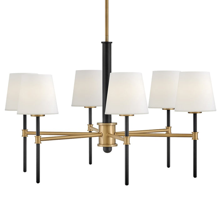 Hinkley Lighting Saunders 6Lt 19" Chandelier, Black/Etched Opal