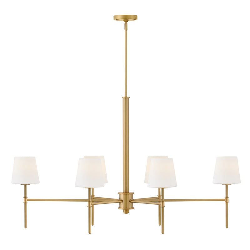 Hinkley Saunders 30in 6-Light Chandelier | Transitional Lacquered Brass Steel and Etched Opal Glass | Dining Room & Living Room | 30 x 30 | Model 46954LCB