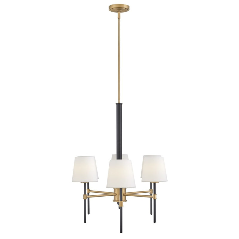 Hinkley Lighting Saunders 6Lt 27" Chandelier, Black/Etched Opal