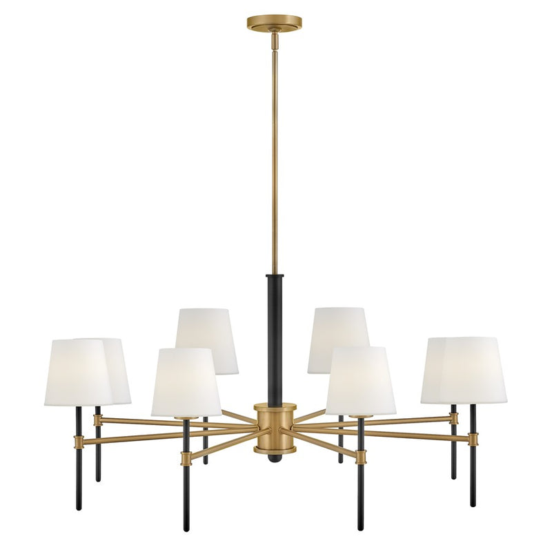 Hinkley Lighting Saunders 8 Light Chandelier, Black/Etched Opal